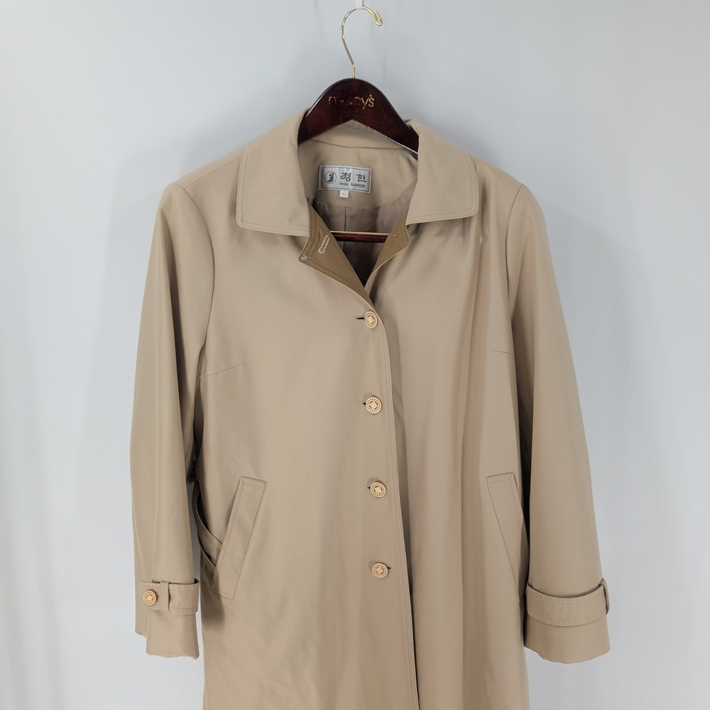 Vintage High Fashion Classic Belted Button Front‎ Trench Coat Beige Size XL